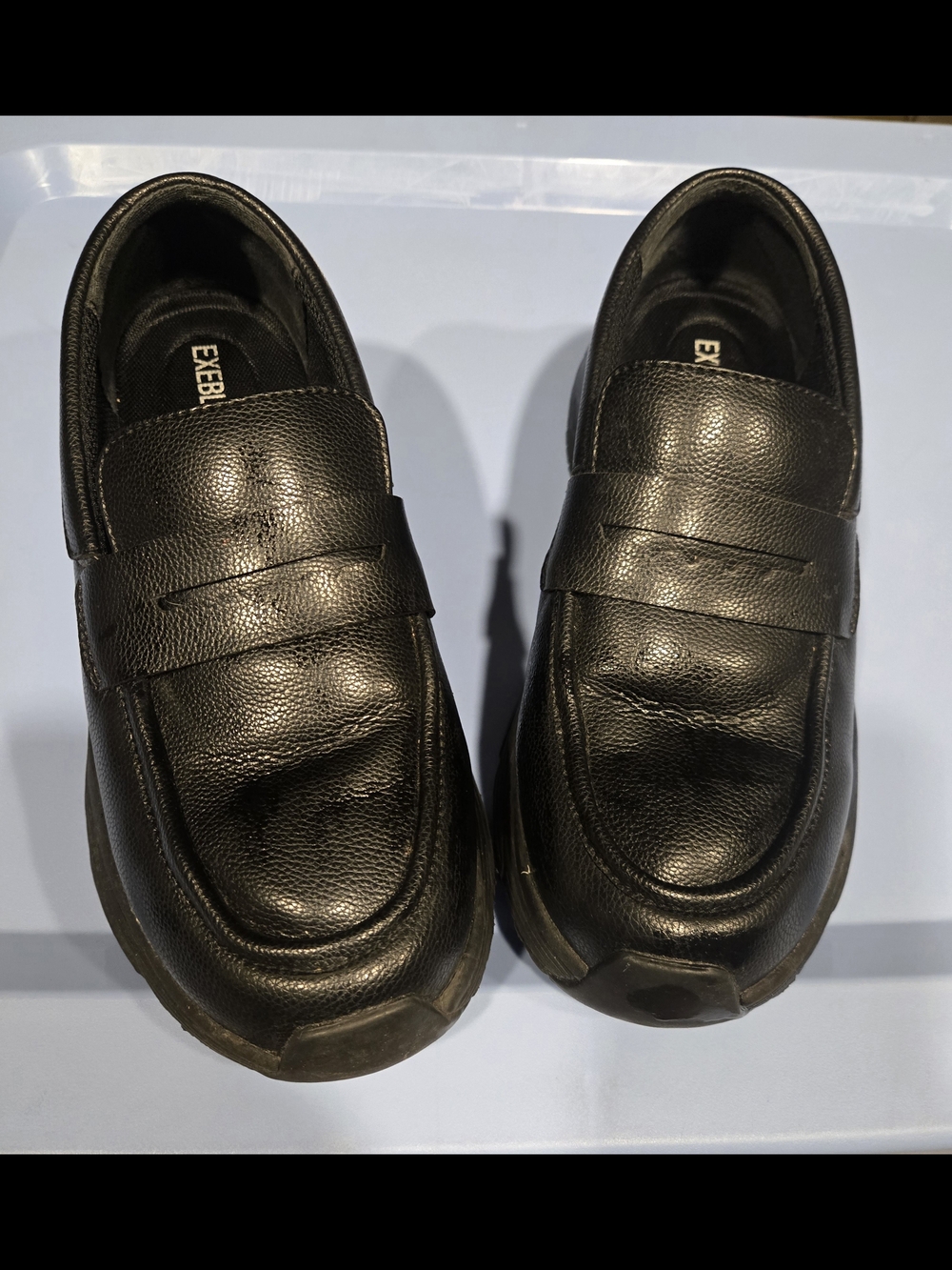 Slip Resistant Black Leather Slip-On Loafers